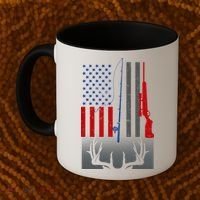 Fishing Rod Hunting Rifle American Flag Coffee Mug thumb 2