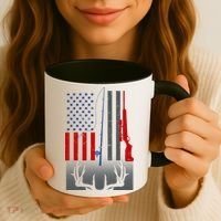 Fishing Rod Hunting Rifle American Flag Coffee Mug thumb 3