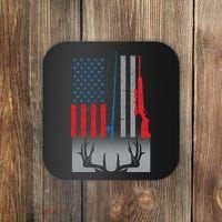 Fishing Rod Hunting Rifle American Flag Coaster thumb 0