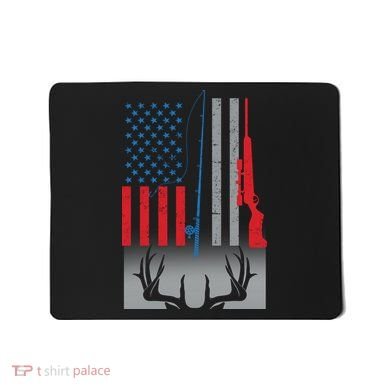 Fishing Rod Hunting Rifle American Flag Mousepad