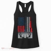 Fishing Rod Hunting Rifle American Flag Women's Tank Top thumb 0