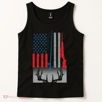 Fishing Rod Hunting Rifle American Flag Tank Top thumb 2
