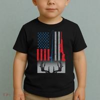 Fishing Rod Hunting Rifle American Flag Toddler T-Shirt thumb 2