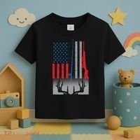 Fishing Rod Hunting Rifle American Flag Toddler T-Shirt thumb 3