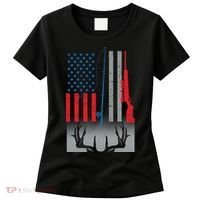 Fishing Rod Hunting Rifle American Flag Women's T-Shirt thumb 0