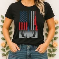 Fishing Rod Hunting Rifle American Flag Women's T-Shirt thumb 2