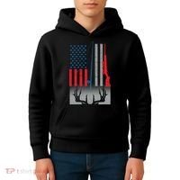 Fishing Rod Hunting Rifle American Flag Kids Hoodie thumb 4