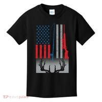 Fishing Rod Hunting Rifle American Flag Kids T-Shirt thumb 0