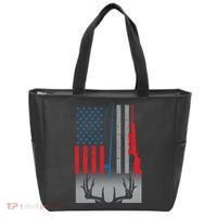 Fishing Rod Hunting Rifle American Flag Tote Bag thumb 0