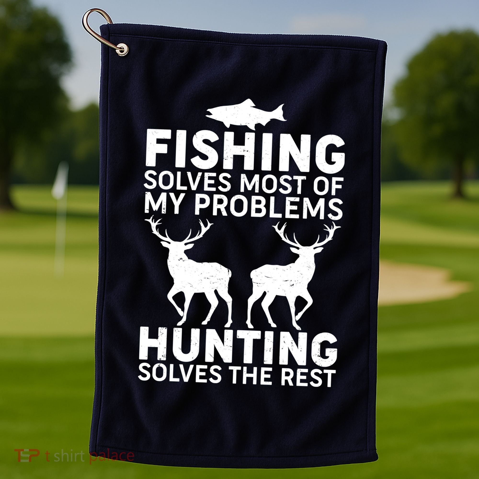 Fishing Solves Most Of My Problems Hunting Solves The Rest Golf Towel