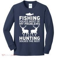 Fishing Solves Most Of My Problems Hunting Solves The Rest Kids Long Sleeve Shirt thumb 0