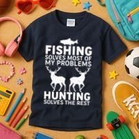 Fishing Solves Most Of My Problems Hunting Solves The Rest Kids T-Shirt thumb 3