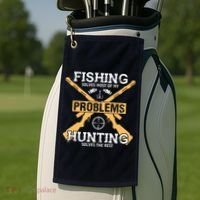 Fishing Solves Most Problems Hunting Solves The Rest Golf Towel thumb 2