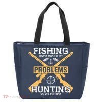 Fishing Solves Most Problems Hunting Solves The Rest Tote Bag thumb 0