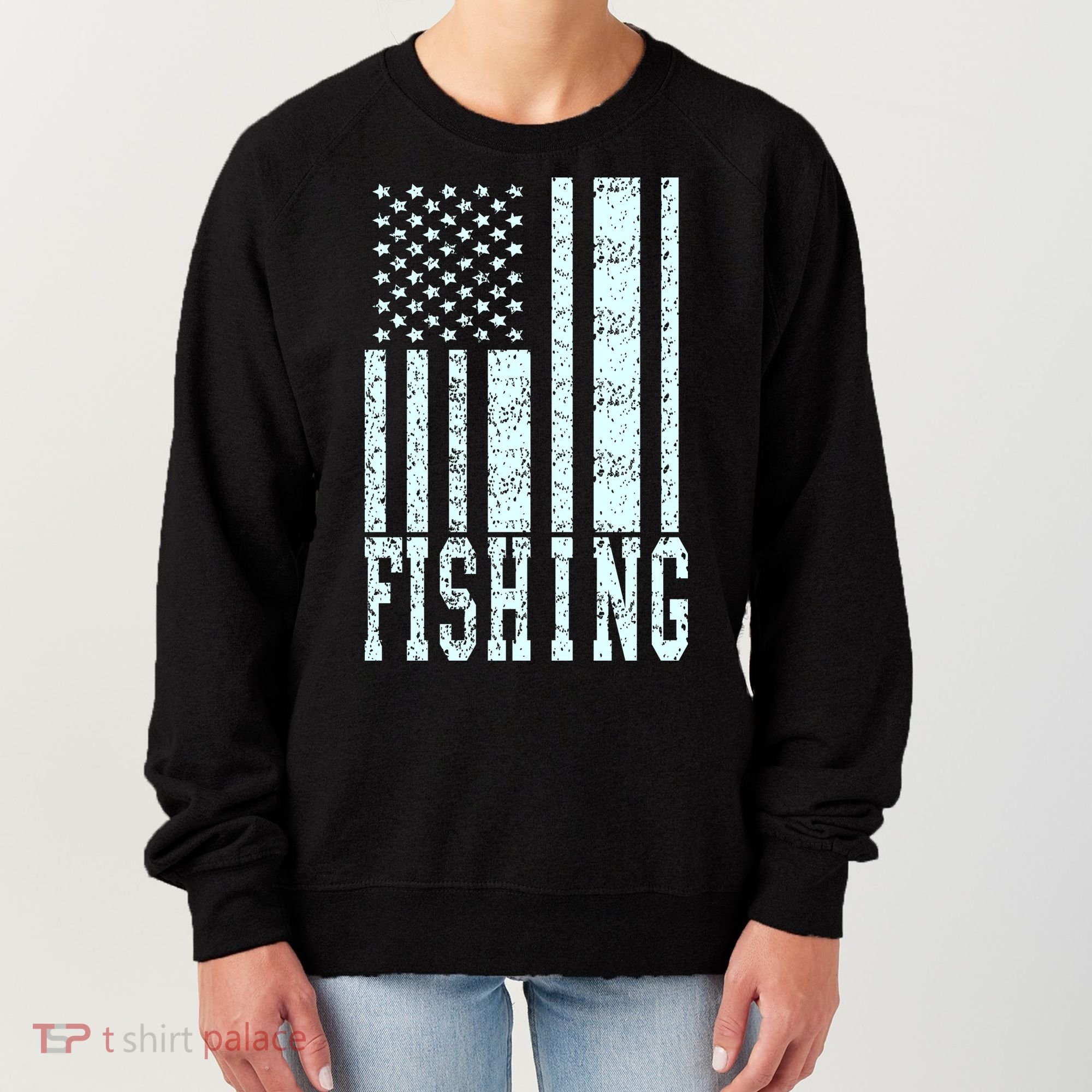 Fishing USA Flag Women's Sweatshirt