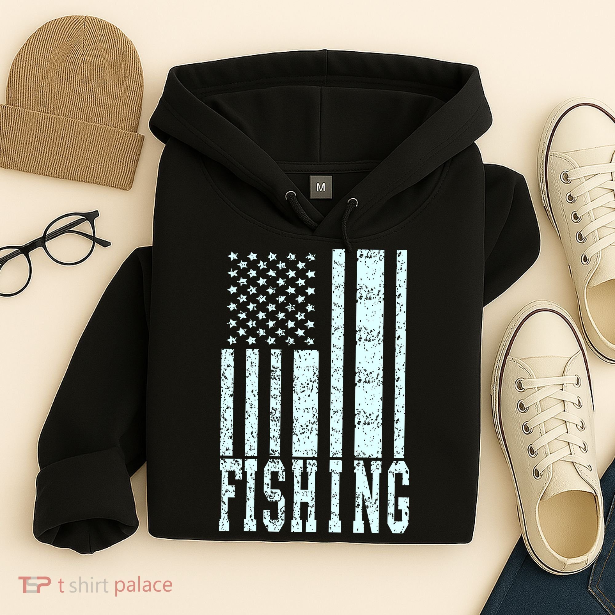 Fishing USA Flag Hoodie