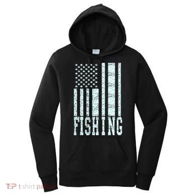 Fishing USA Flag Women's Hoodie