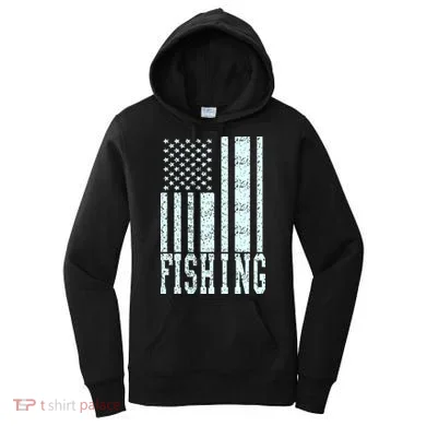 Fishing USA Flag Women's Hoodie