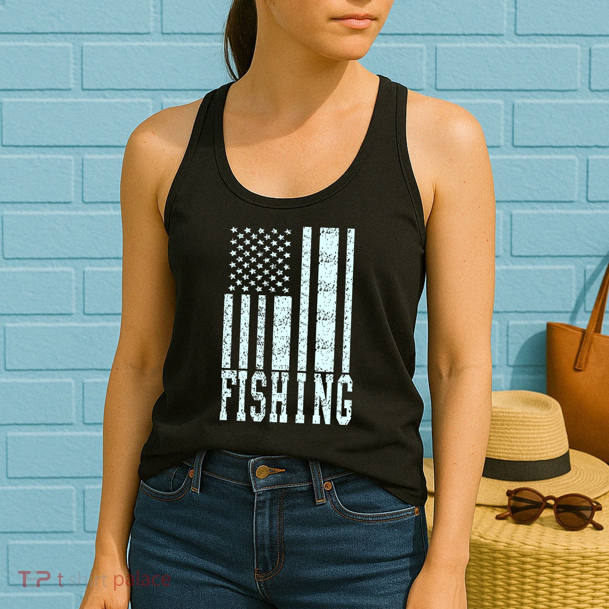 Fishing USA Flag Women's Tank Top