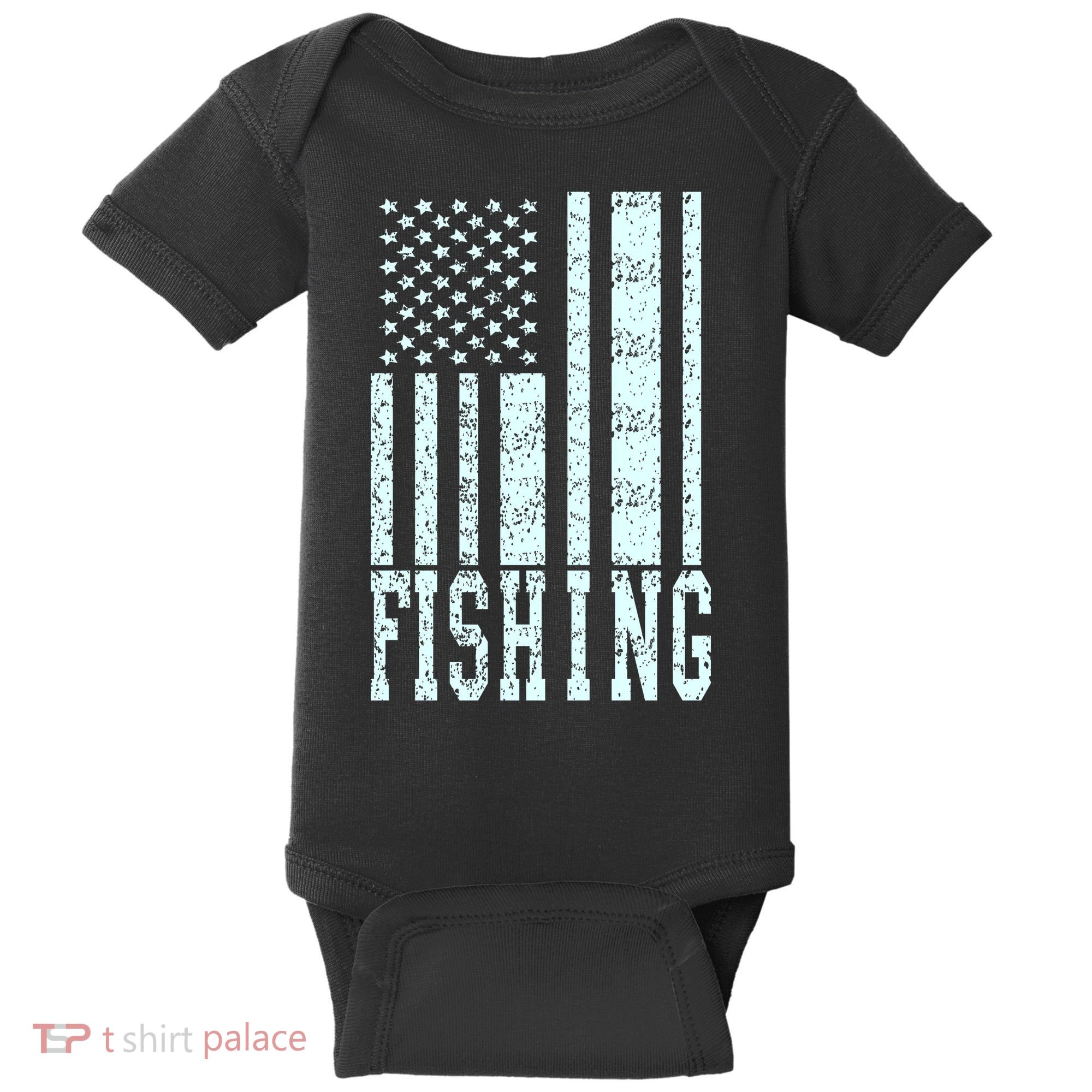 Fishing USA Flag Baby Bodysuit