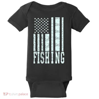Fishing USA Flag Baby Bodysuit