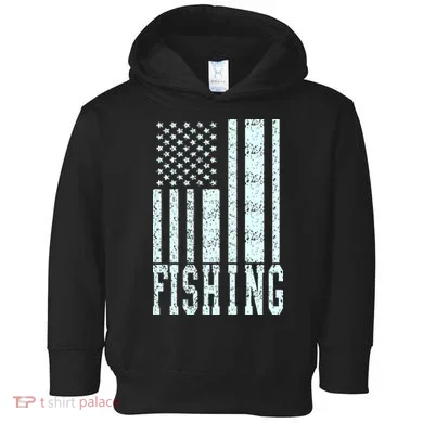 Fishing USA Flag Toddler Hoodie
