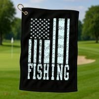 Fishing USA Flag Golf Towel thumb 1