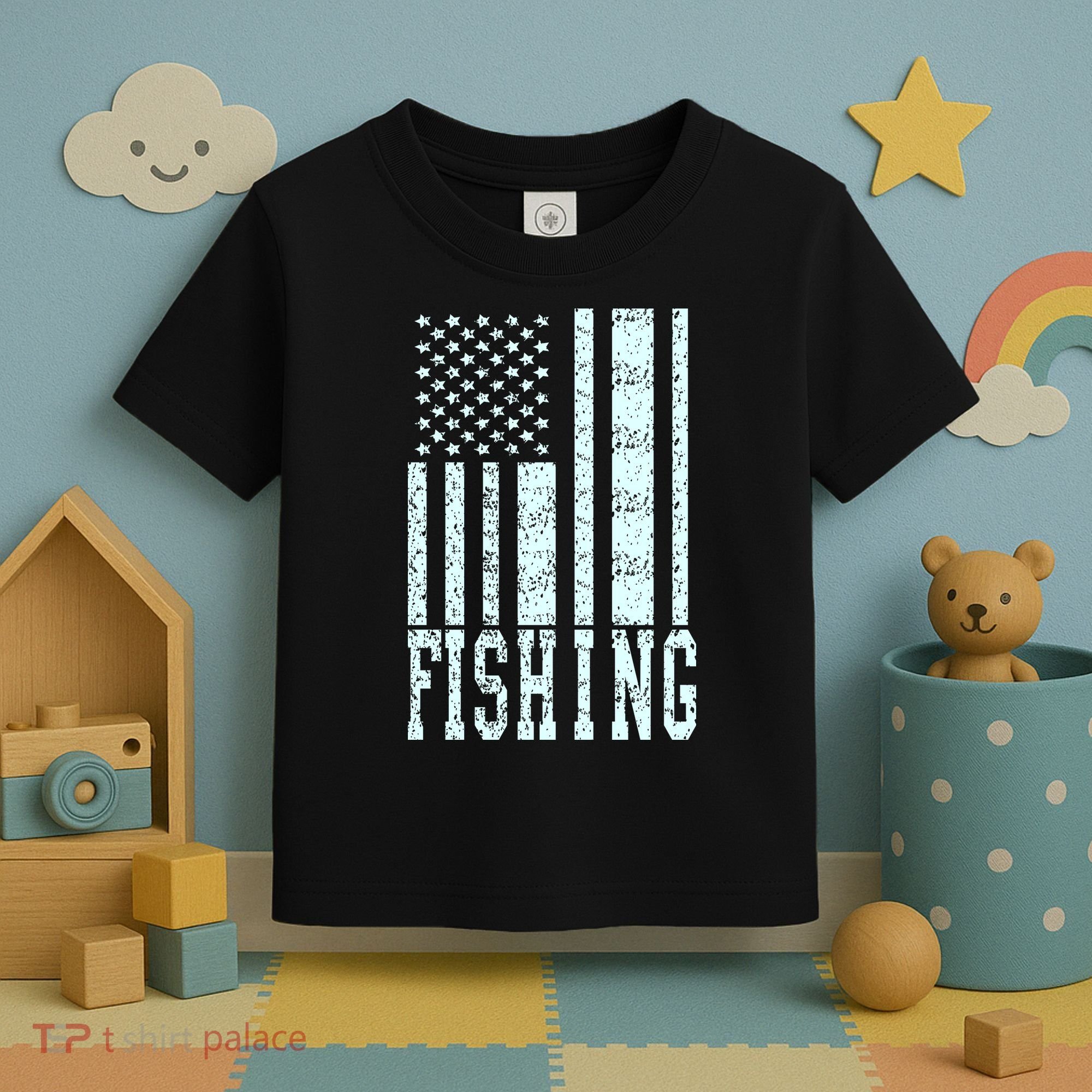 Fishing USA Flag Toddler T-Shirt