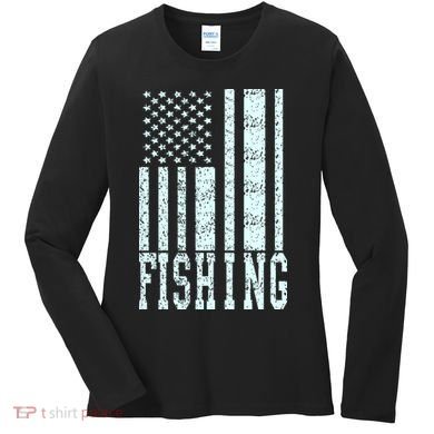 Fishing USA Flag Women's Long Sleeve Shirt