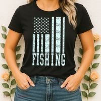 Fishing USA Flag Women's T-Shirt thumb 2