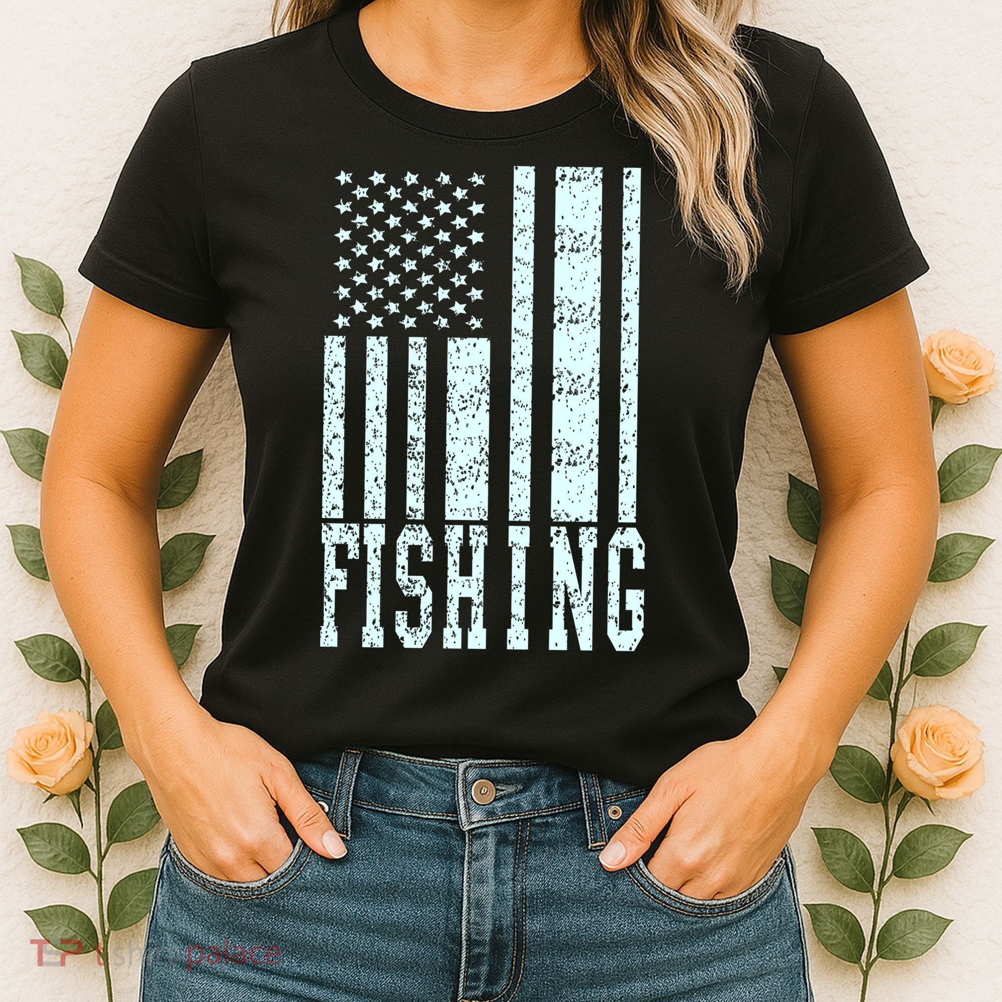 Fishing USA Flag Women's T-Shirt