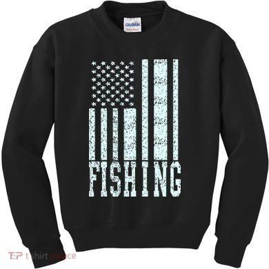 Fishing USA Flag Kids Sweatshirt