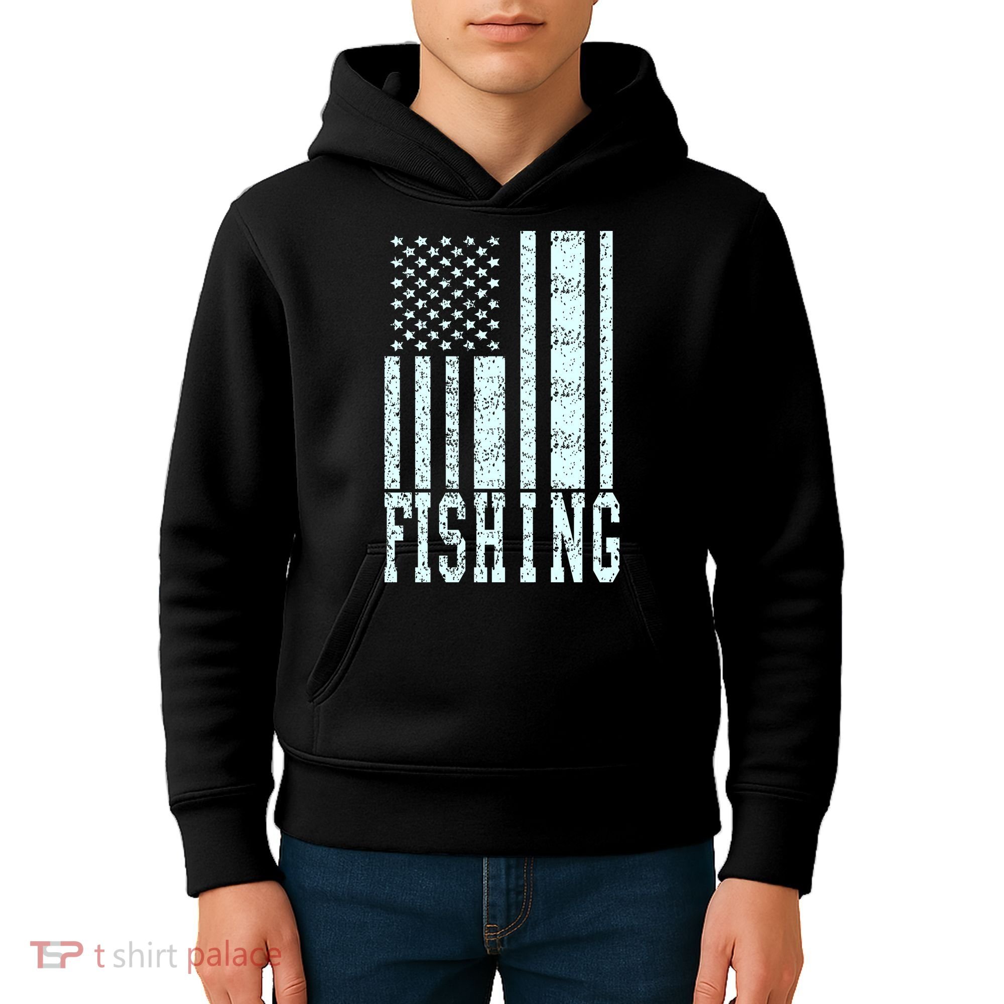 Fishing USA Flag Kids Hoodie