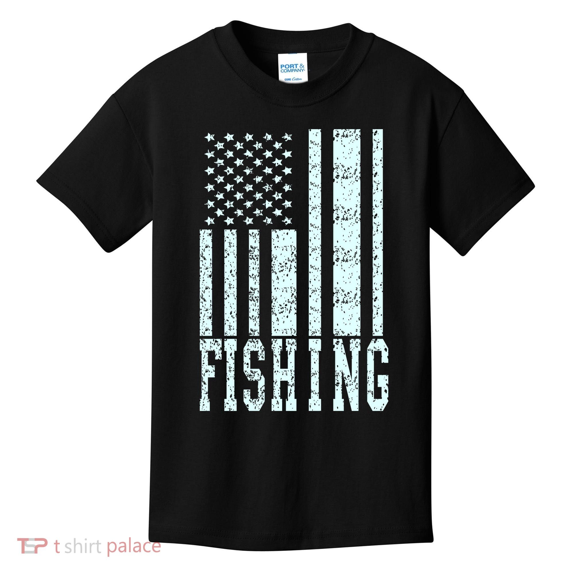 Fishing USA Flag Kids T-Shirt