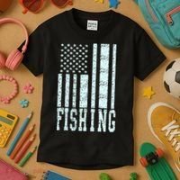 Fishing USA Flag Kids T-Shirt thumb 3