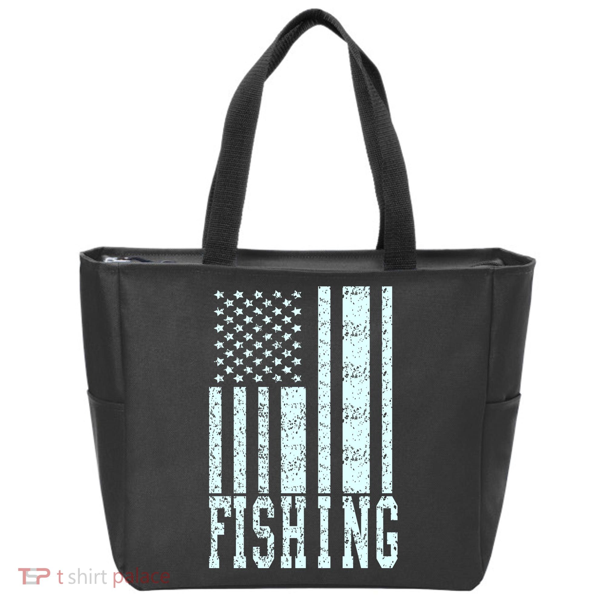 Fishing USA Flag Tote Bag