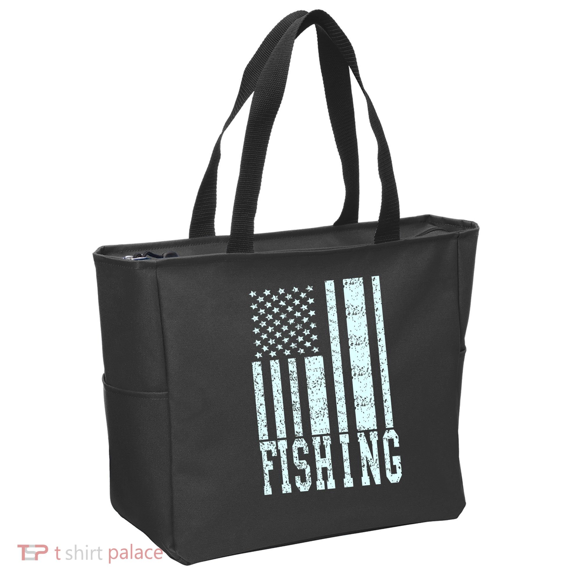 Fishing USA Flag Tote Bag