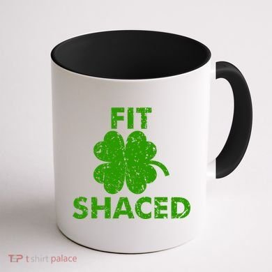 Fit Shaced Funny St. Patrick's Day Irish Clover Beer Drinking Coffee Mug back