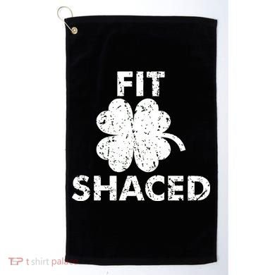 Fit Shaced Funny St. Patrick's Day Irish Clover Beer Drinking Golf Towel