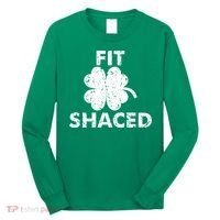 Fit Shaced Funny St. Patrick's Day Irish Clover Beer Drinking Long Sleeve Shirt thumb 0