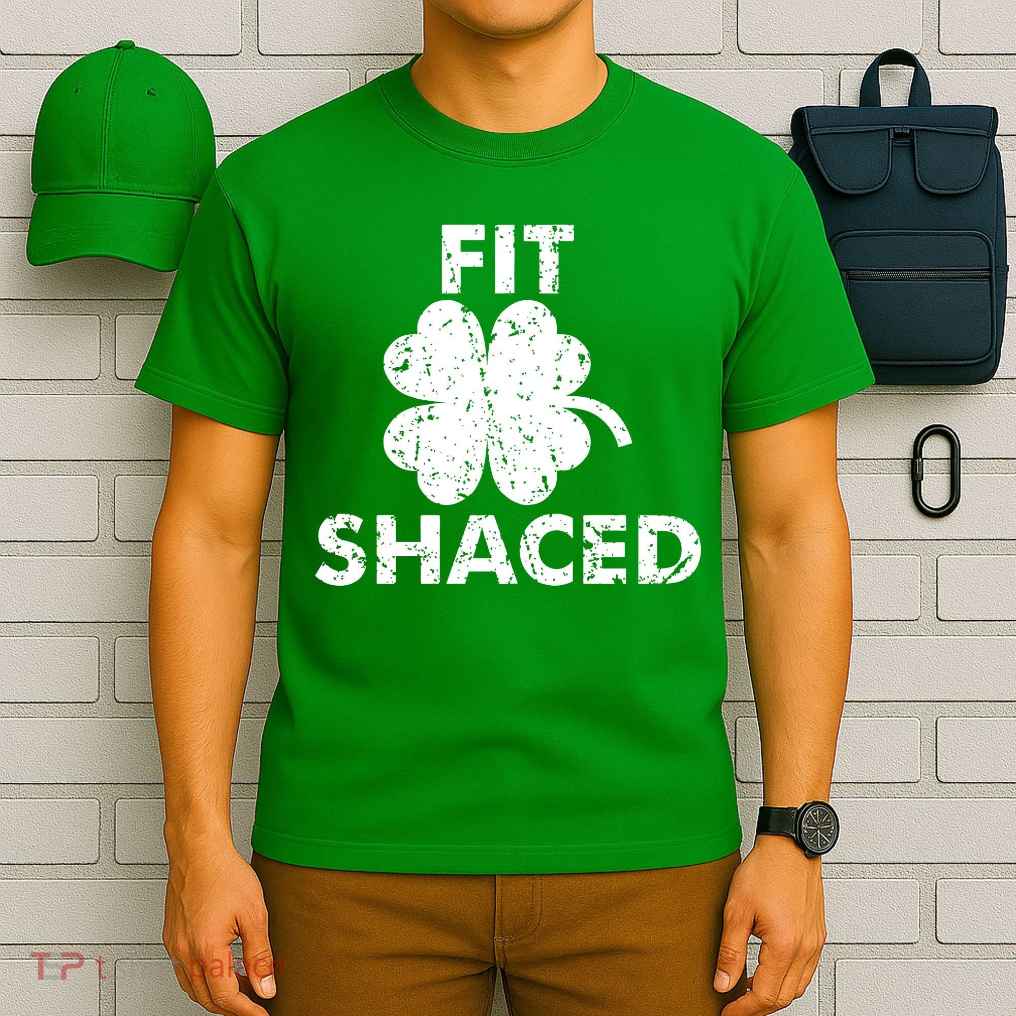 Fit Shaced Funny St. Patrick's Day Irish Clover Beer Drinking T-Shirt