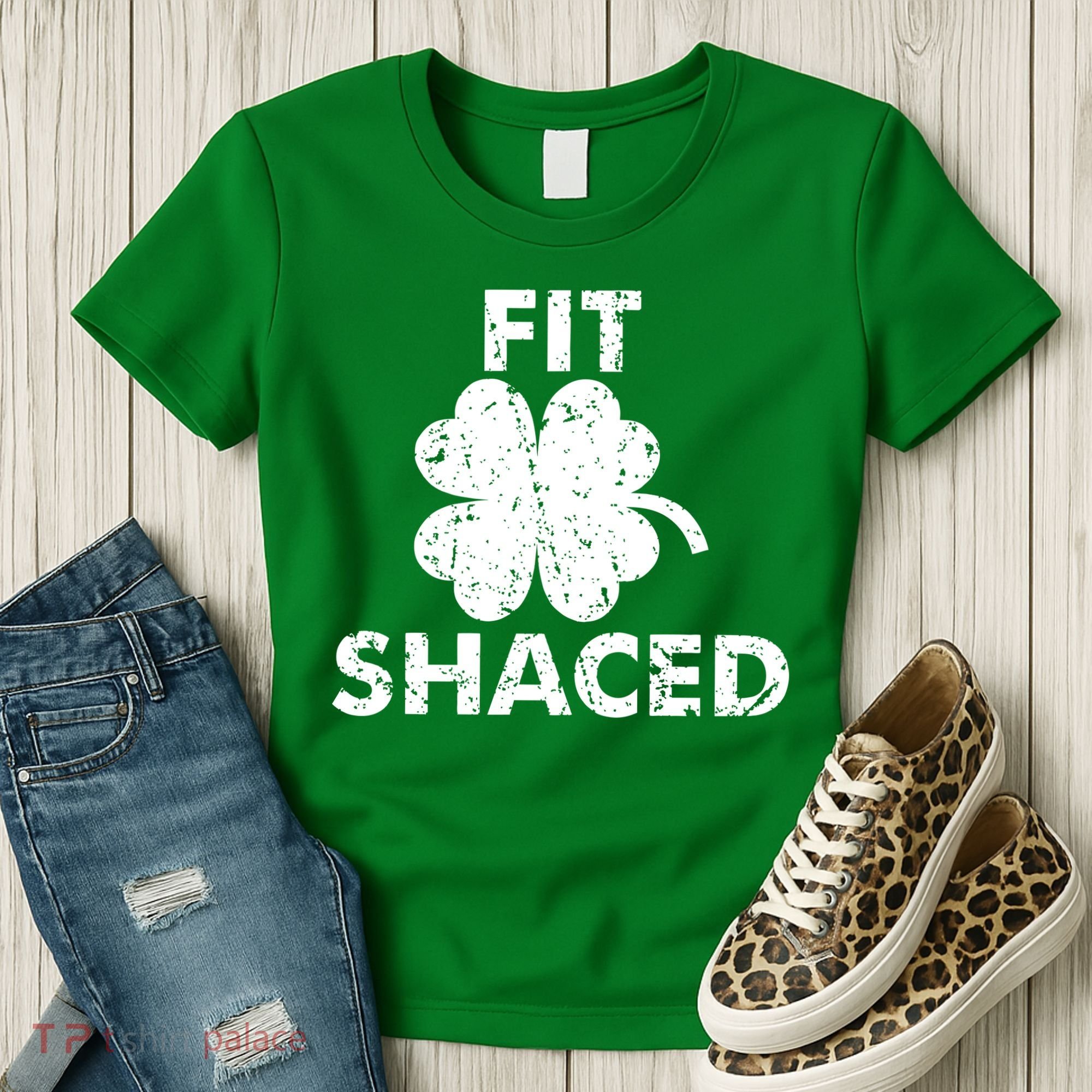 Fit Shaced Funny St. Patrick's Day Irish Clover Beer Drinking Women's T-Shirt