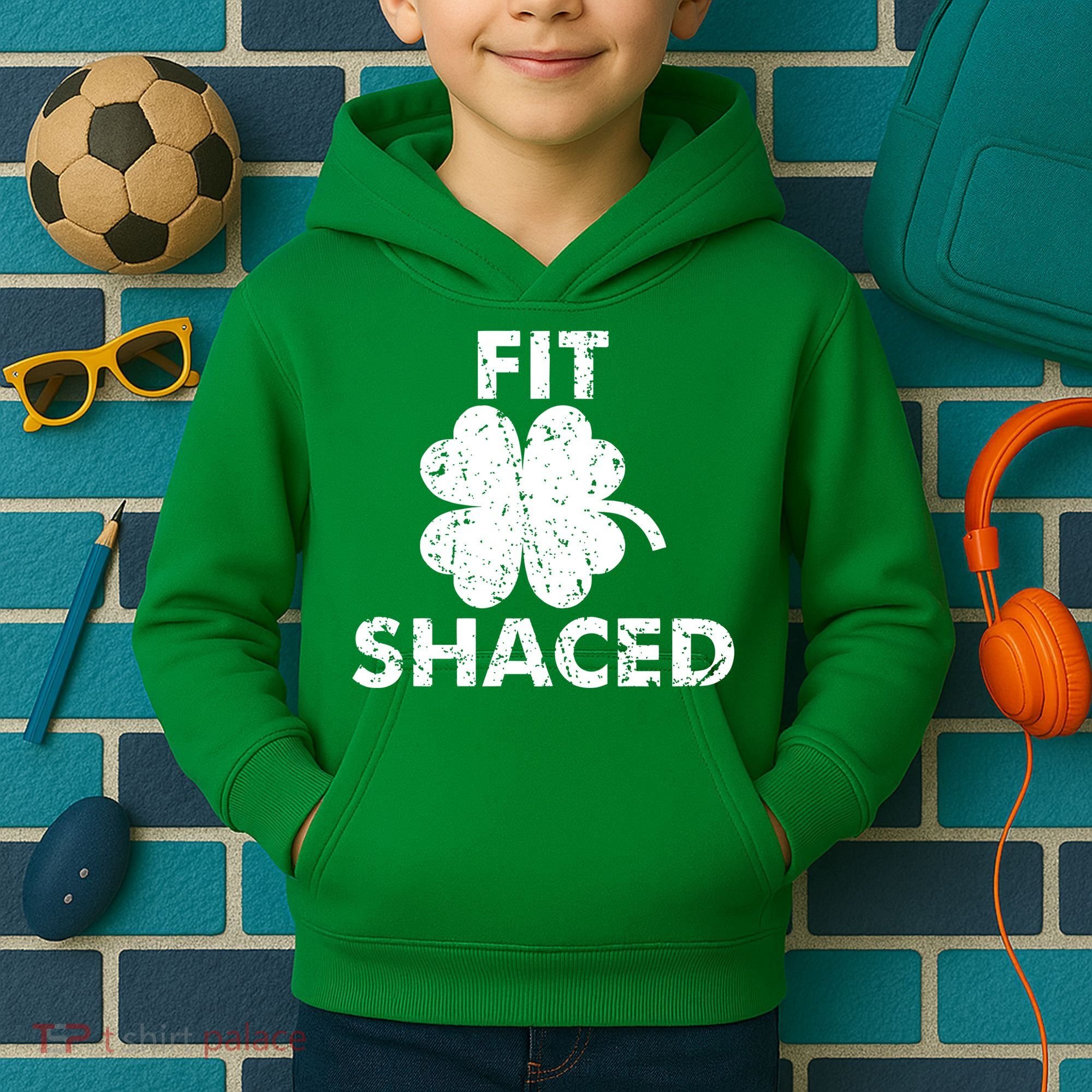 Fit Shaced Funny St. Patrick's Day Irish Clover Beer Drinking Kids Hoodie