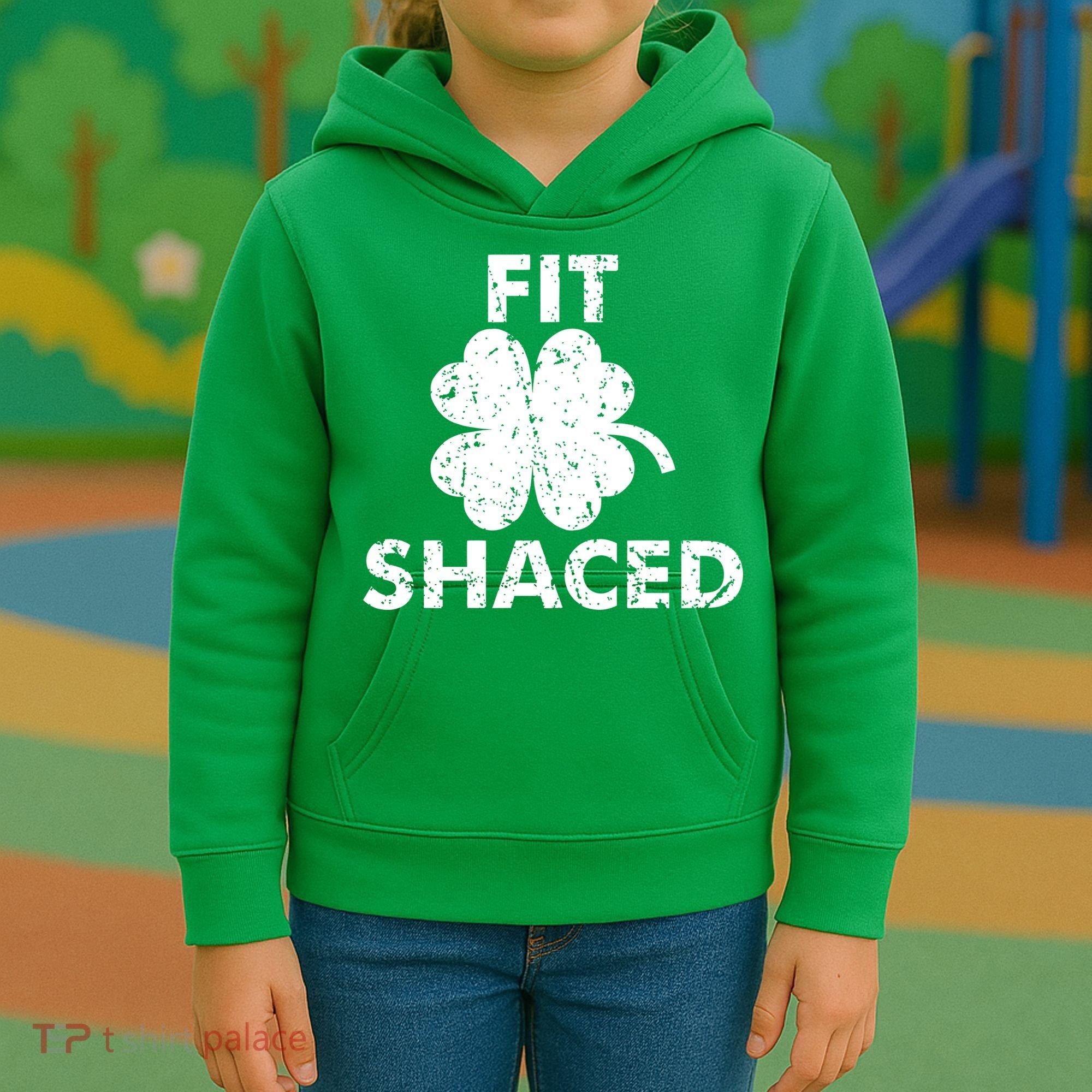 Fit Shaced Funny St. Patrick's Day Irish Clover Beer Drinking Kids Hoodie