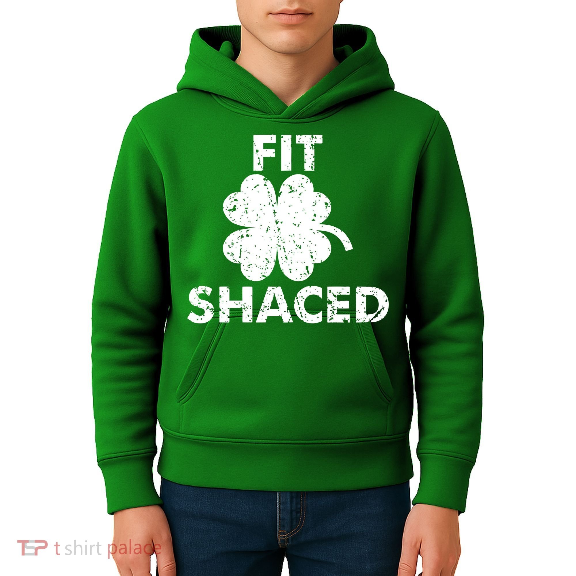 Fit Shaced Funny St. Patrick's Day Irish Clover Beer Drinking Kids Hoodie