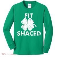 Fit Shaced Funny St. Patrick's Day Irish Clover Beer Drinking Kids Long Sleeve Shirt thumb 0