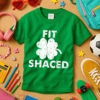 Fit Shaced Funny St. Patrick's Day Irish Clover Beer Drinking Kids T-Shirt thumb 3