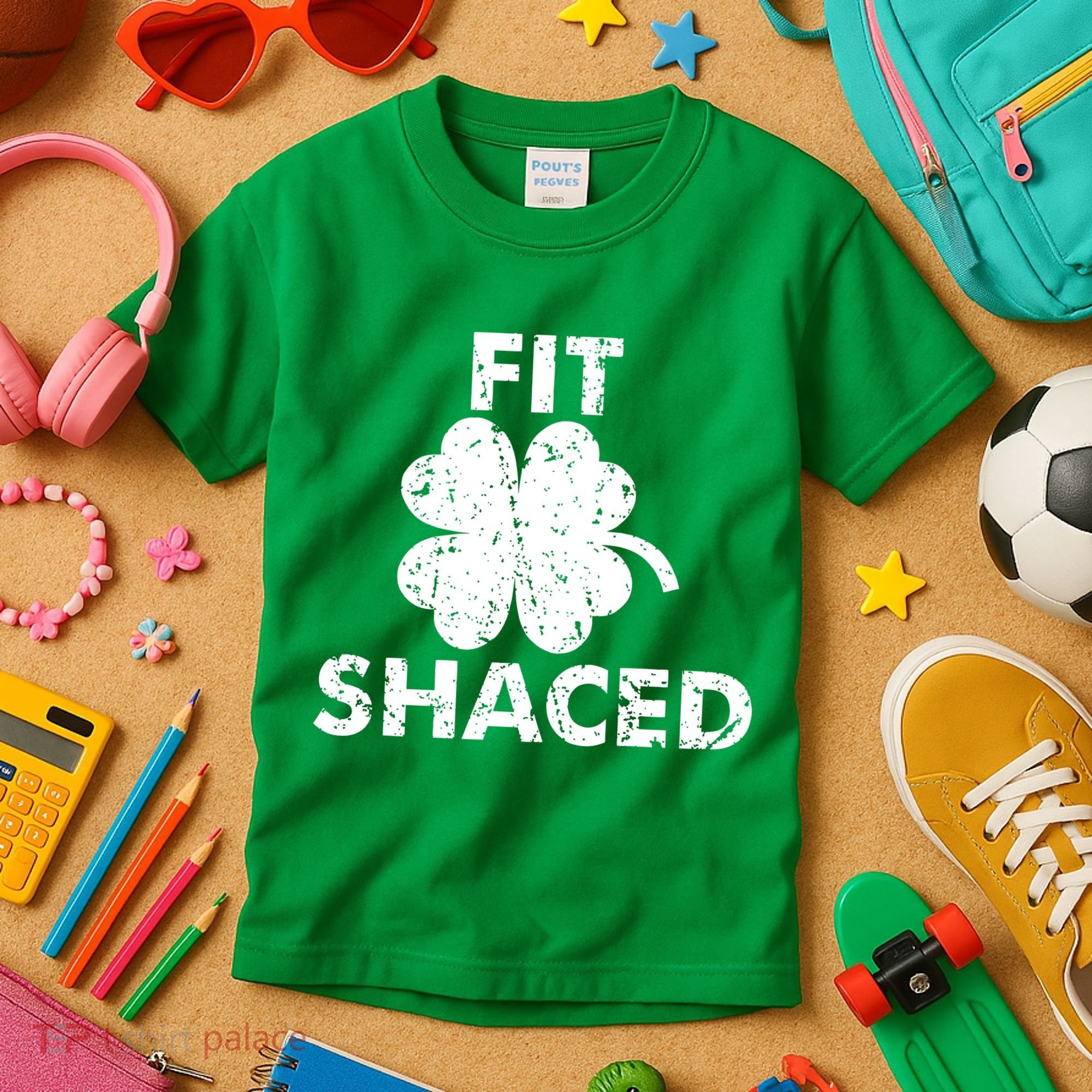 Fit Shaced Funny St. Patrick's Day Irish Clover Beer Drinking Kids T-Shirt
