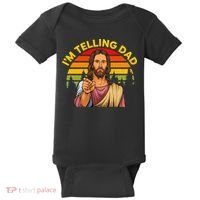Funny IM Telling Dad Religious Christian Jesus Meme Baby Bodysuit thumb 0