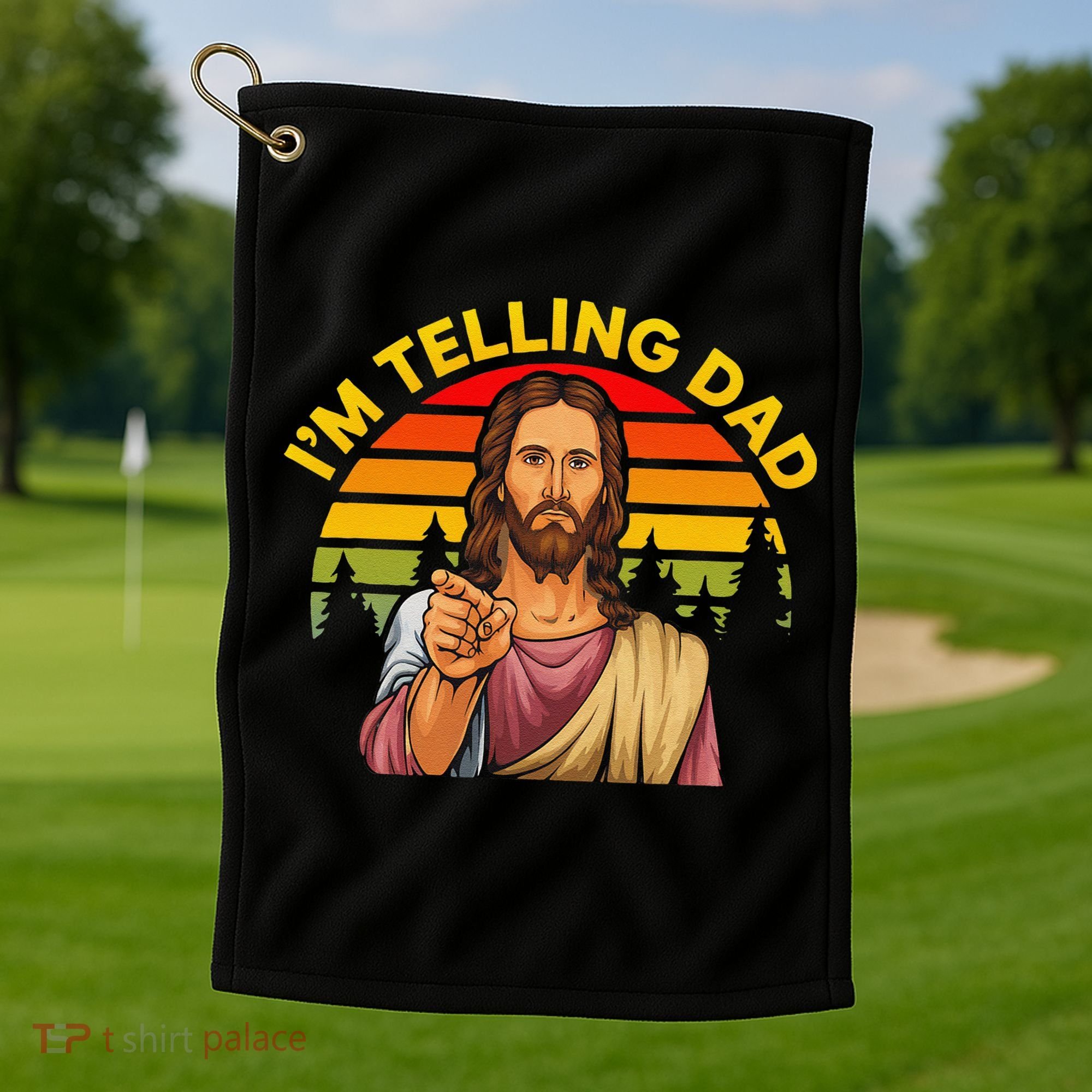 Funny IM Telling Dad Religious Christian Jesus Meme Golf Towel